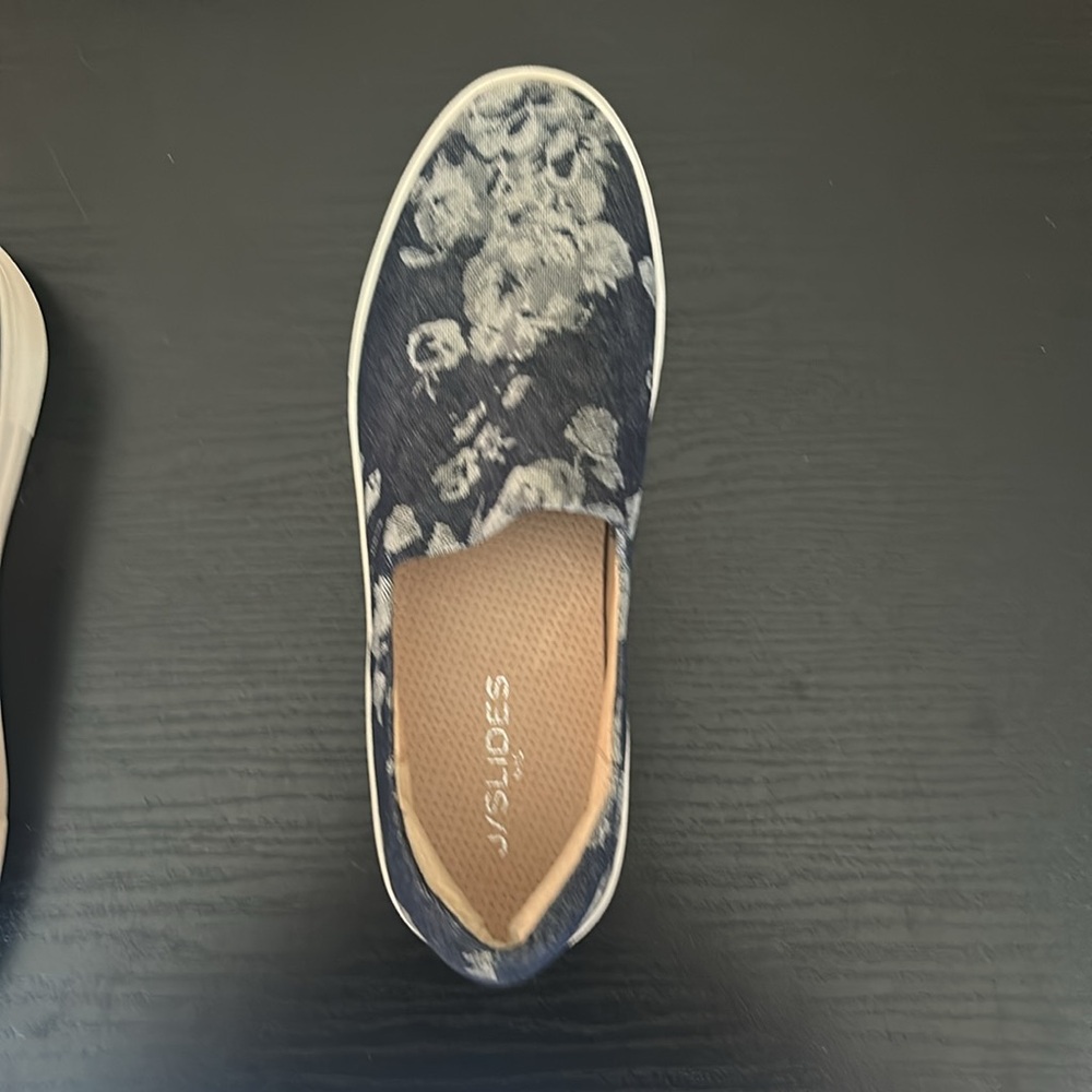 J Slides NYC Women's 8.5 Slip On‎ Denim Casual floral print denim. - Picture 8 of 13